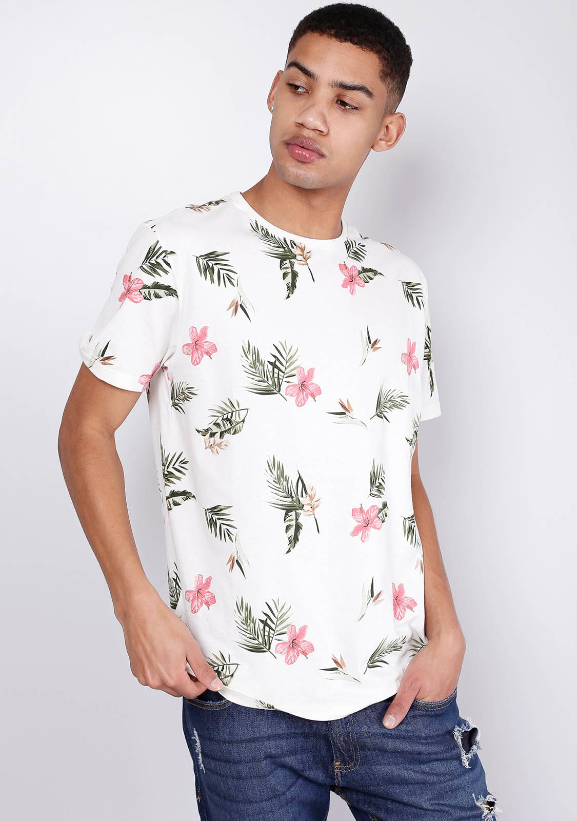 camisa estampada masculina manga curta