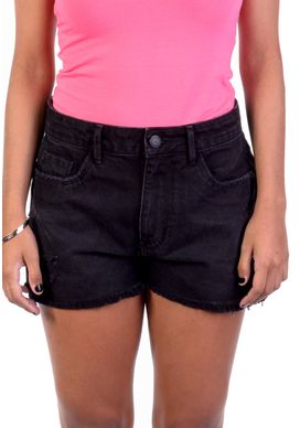 short cintura alta preto jeans