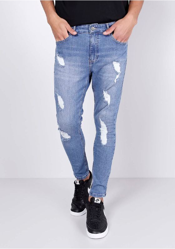 Calca-Jeans-Skinny-Cropped-Rasgos-Azul-Medio-Gang-Masculina-Azul-34