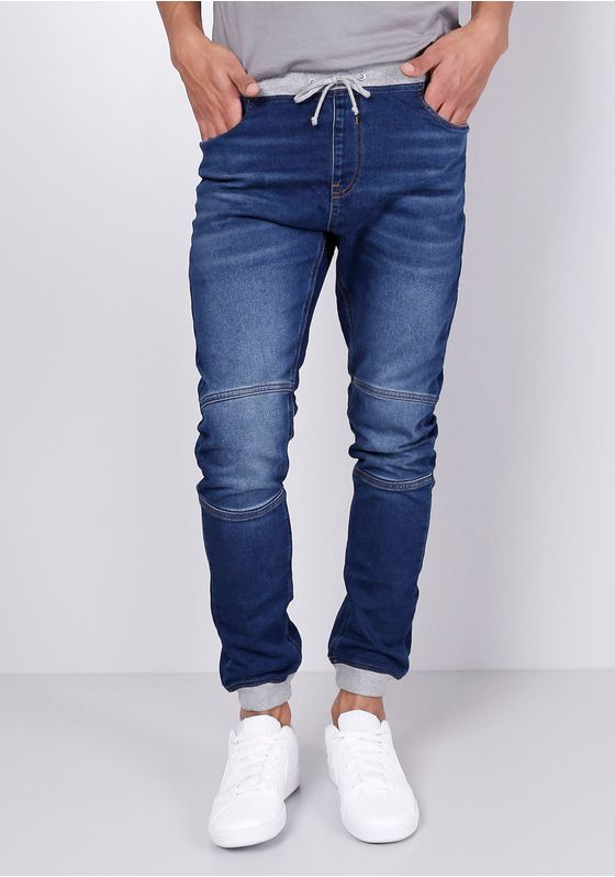 Calca-Jeans-Jogger-Detalhe-Moletom-Azul-Escuro-Gang-Masculino