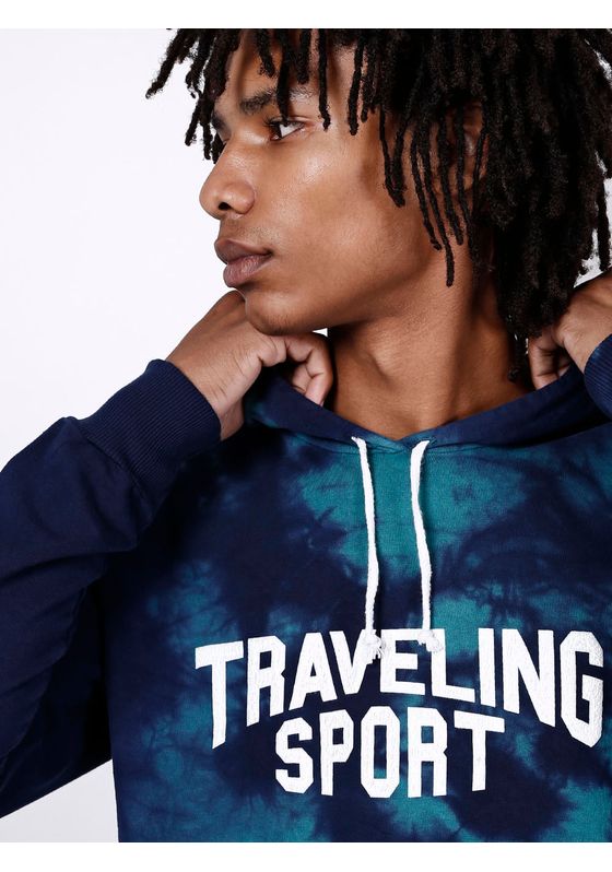 navy blue tie dye moletom com capuz