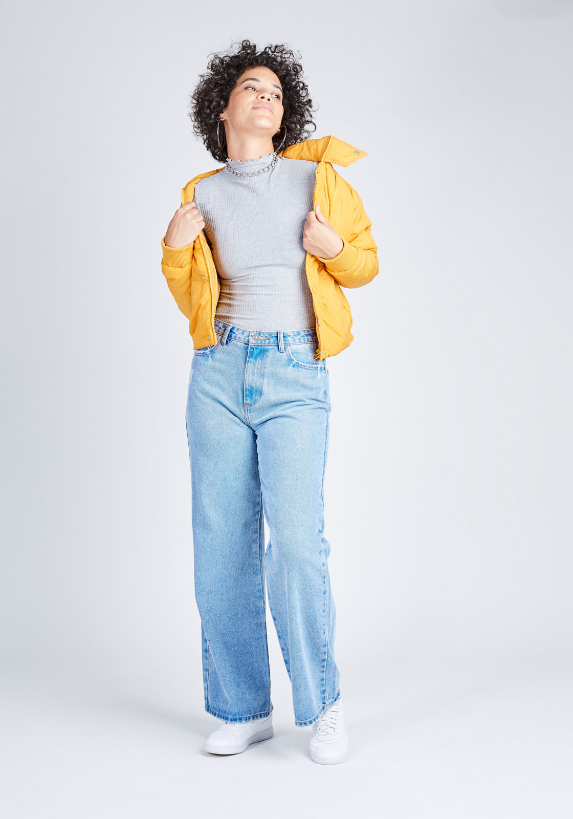 blusa manga longa gola alta feminina