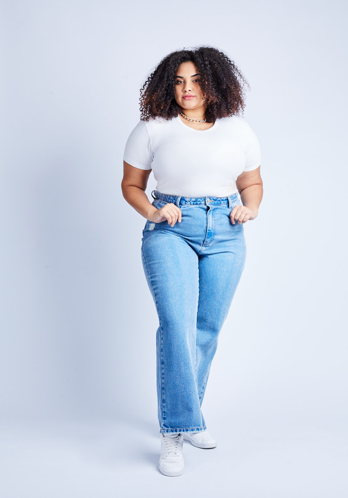 CAMISETA BÁSICA BRANCA GANG PLUS SIZE FEMININA - Gang