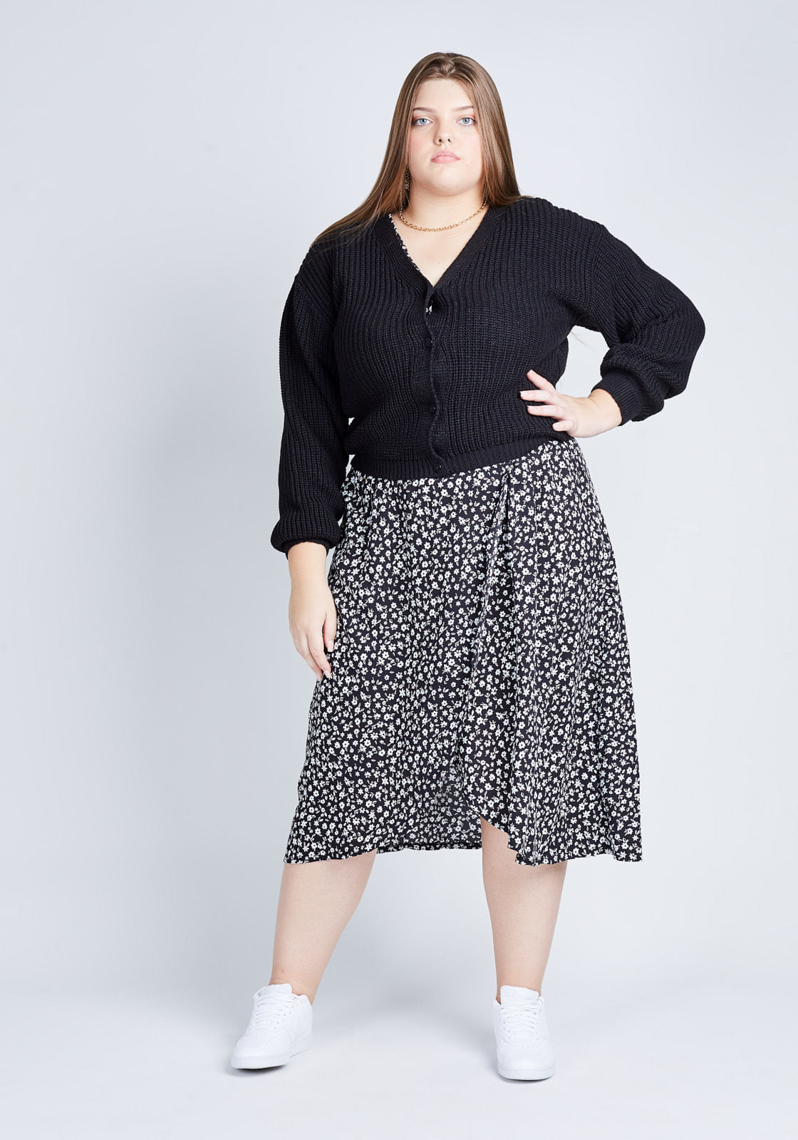 cardigan plus size preto