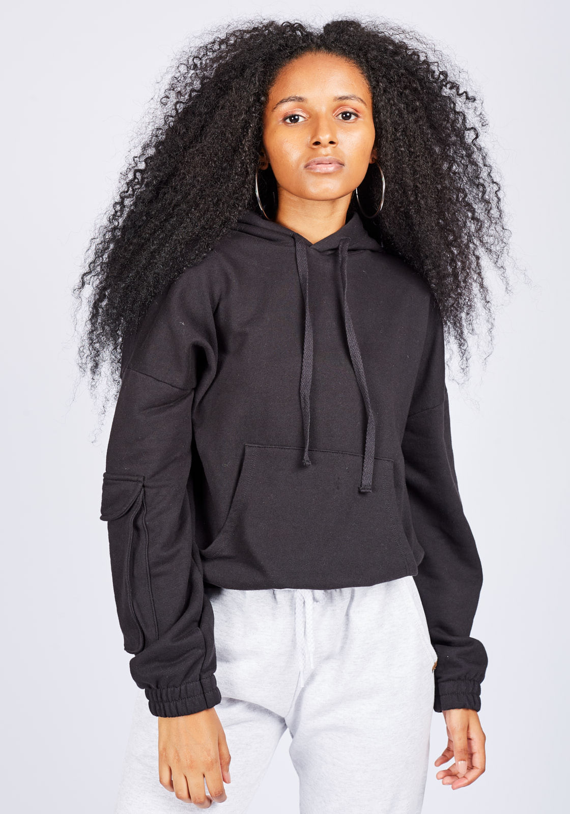 ladies black oversized moletom com capuz