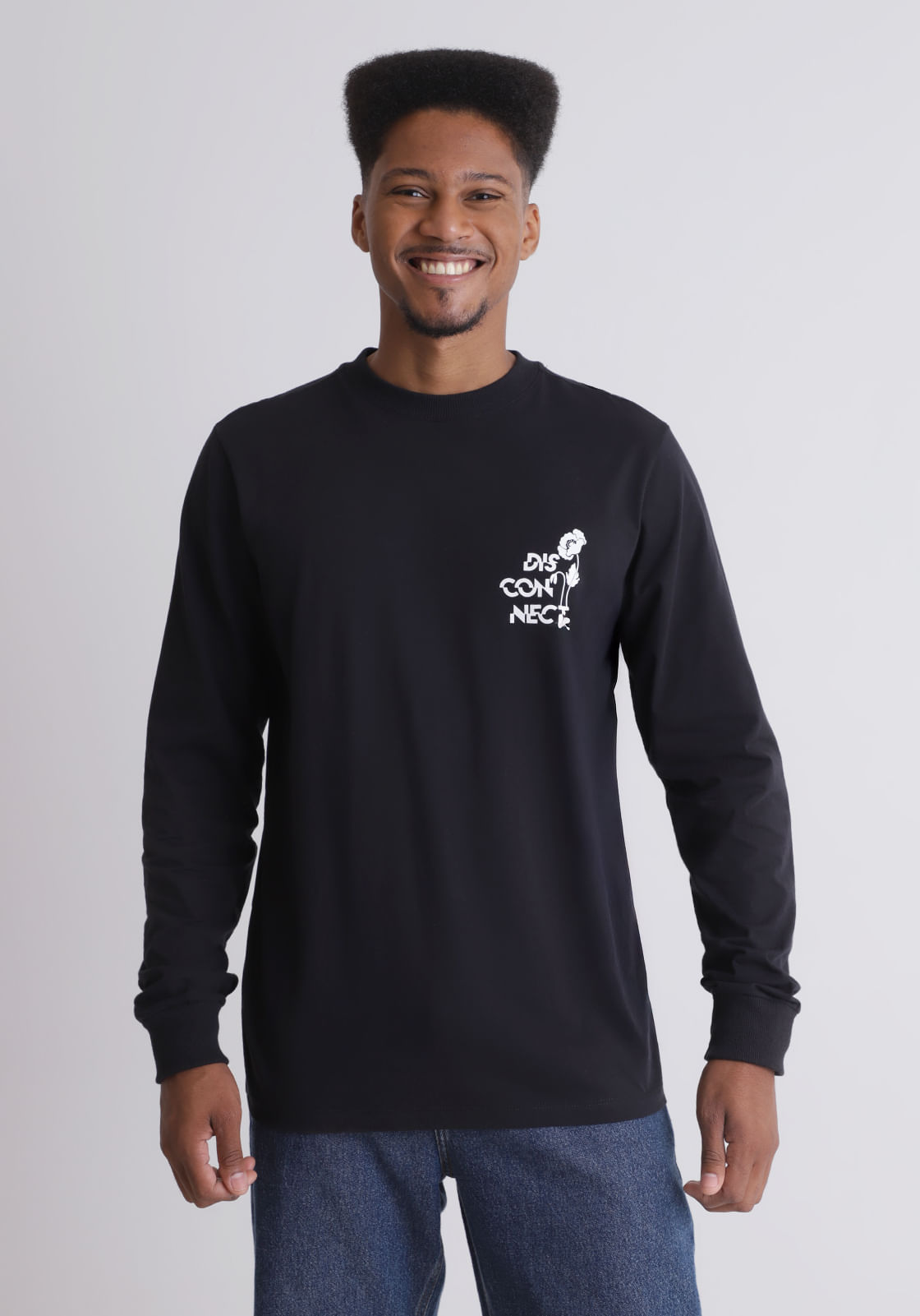 Camiseta manga longa estampa Disconect
