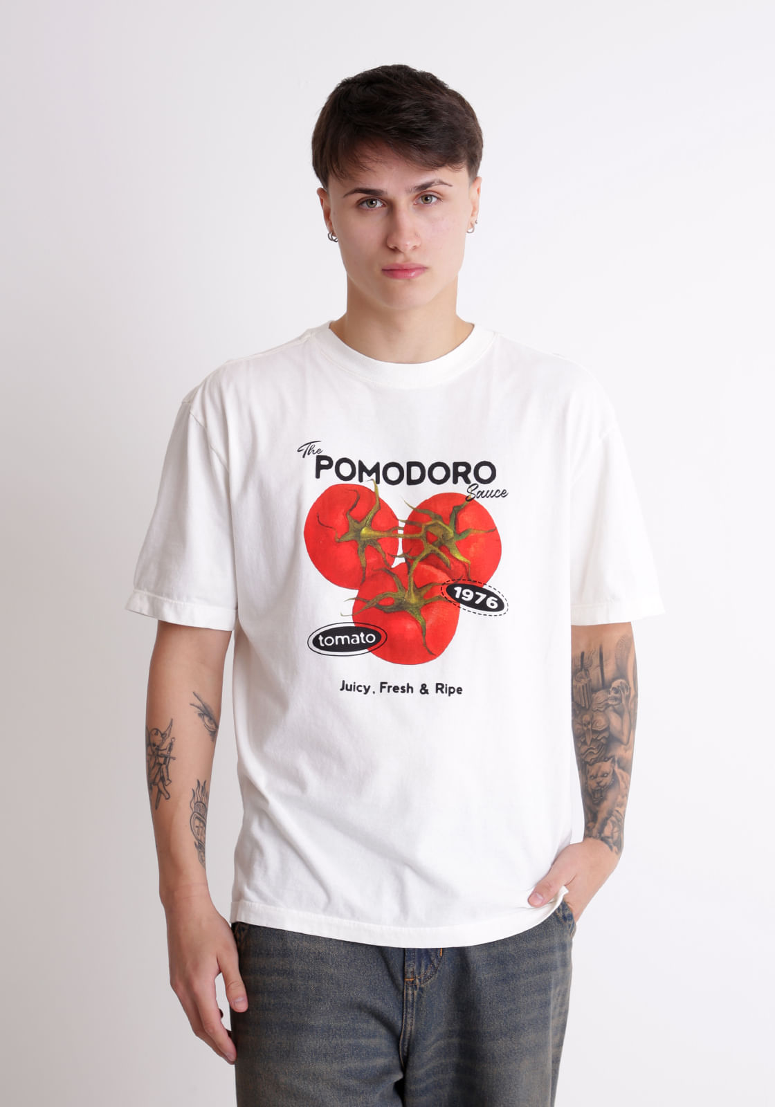 Camiseta em algodão over estampada