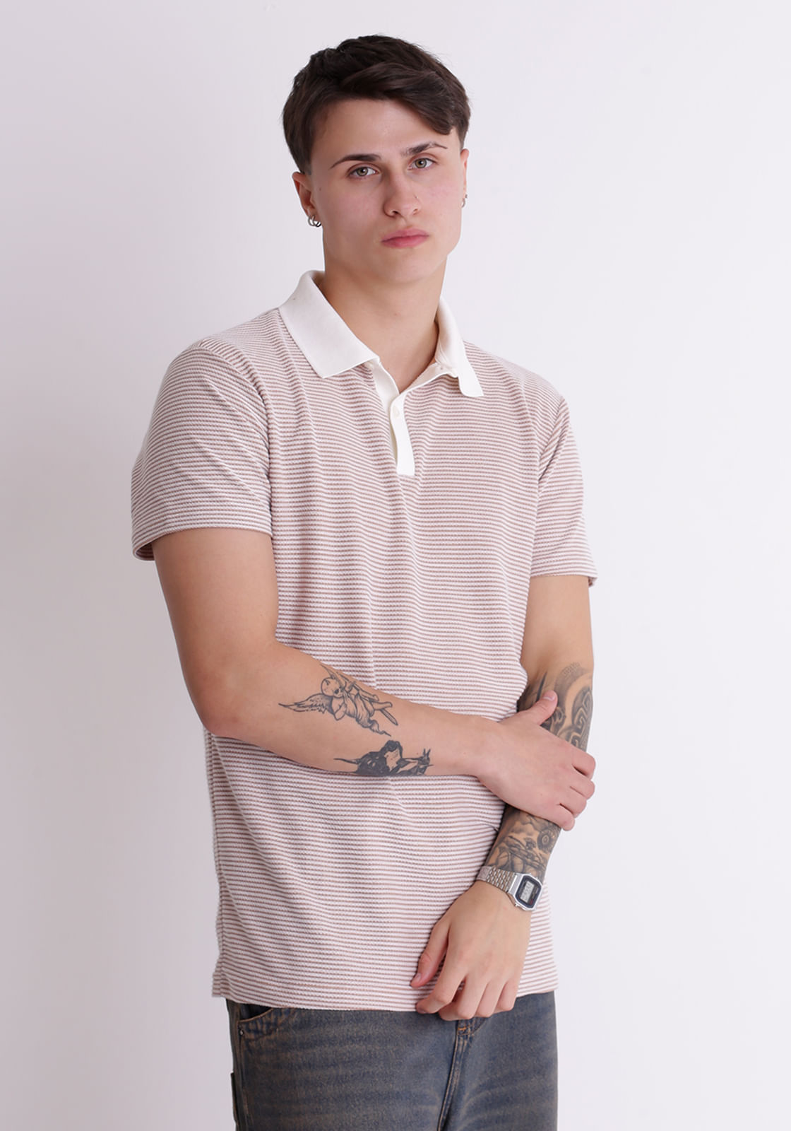Camiseta piquet masculina comfy bordado off white
