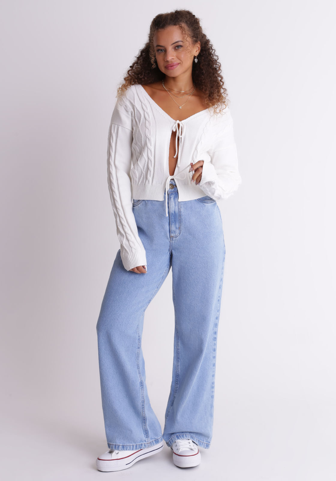 Calça wide leg cintura alta em veludo cotelê - Gang - inspire-se