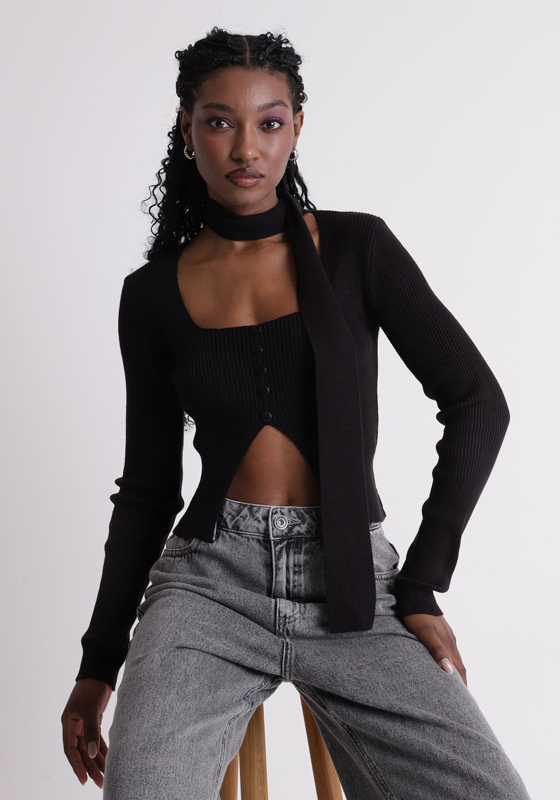 Blusa manga longa ombro a ombro - Gang - inspire-se