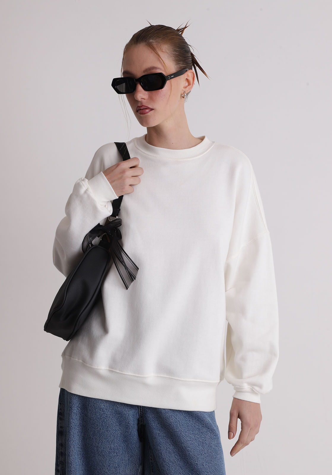 Casaco moletom feminino oversized básico Off White