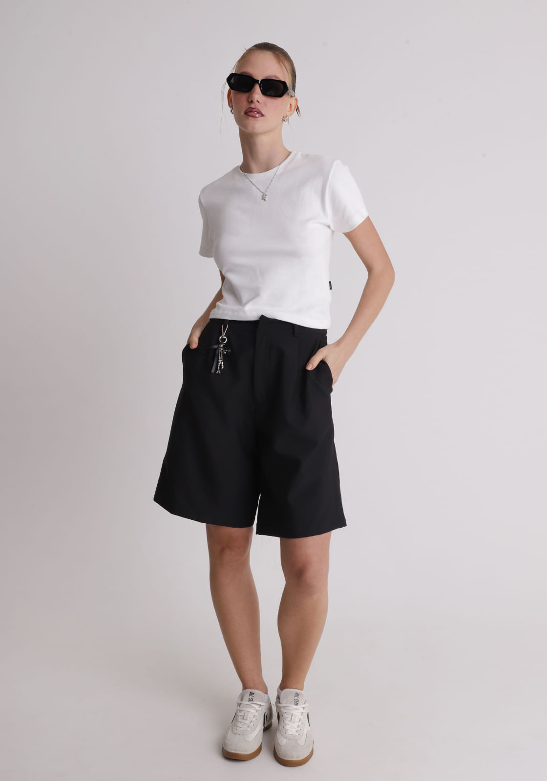 Bermuda jorts feminino alfaiataria preto
