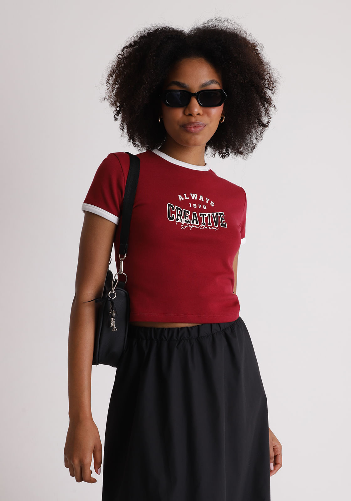 Camiseta baby look estampada creative