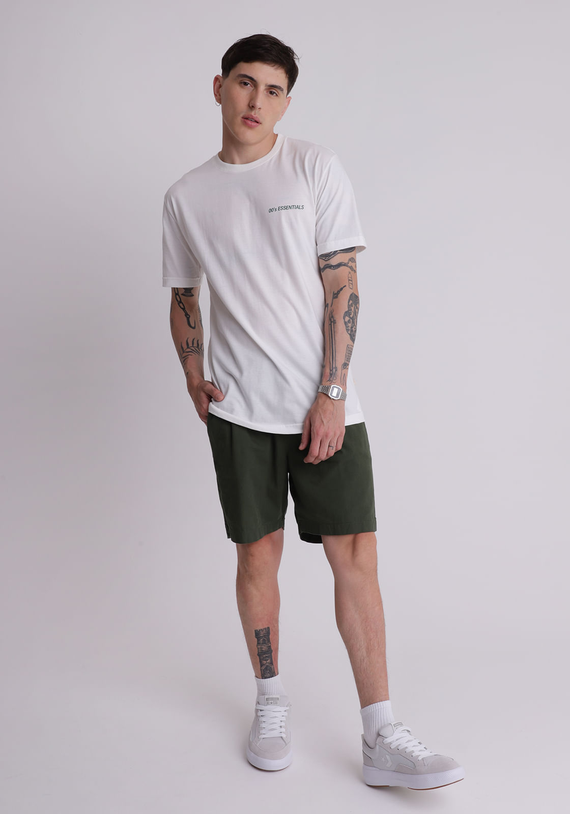 Bermuda sarja masculina com elástico verde