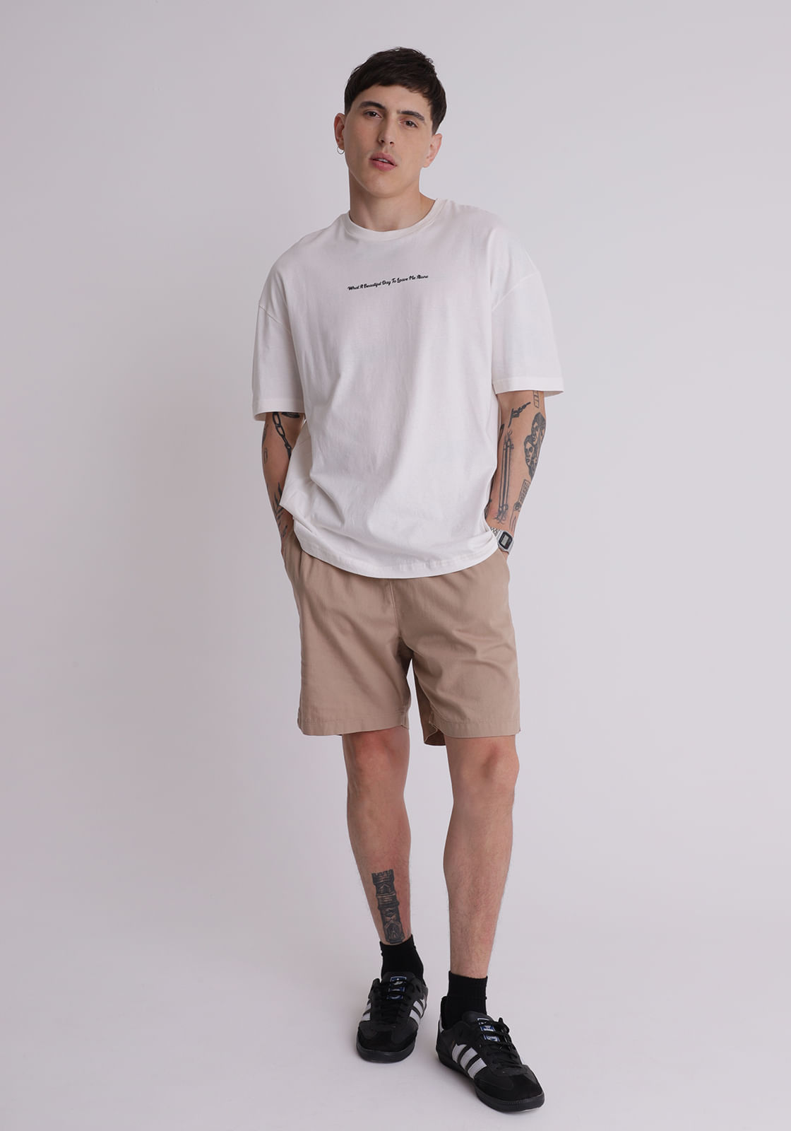 Bermuda sarja masculina com elástico natural