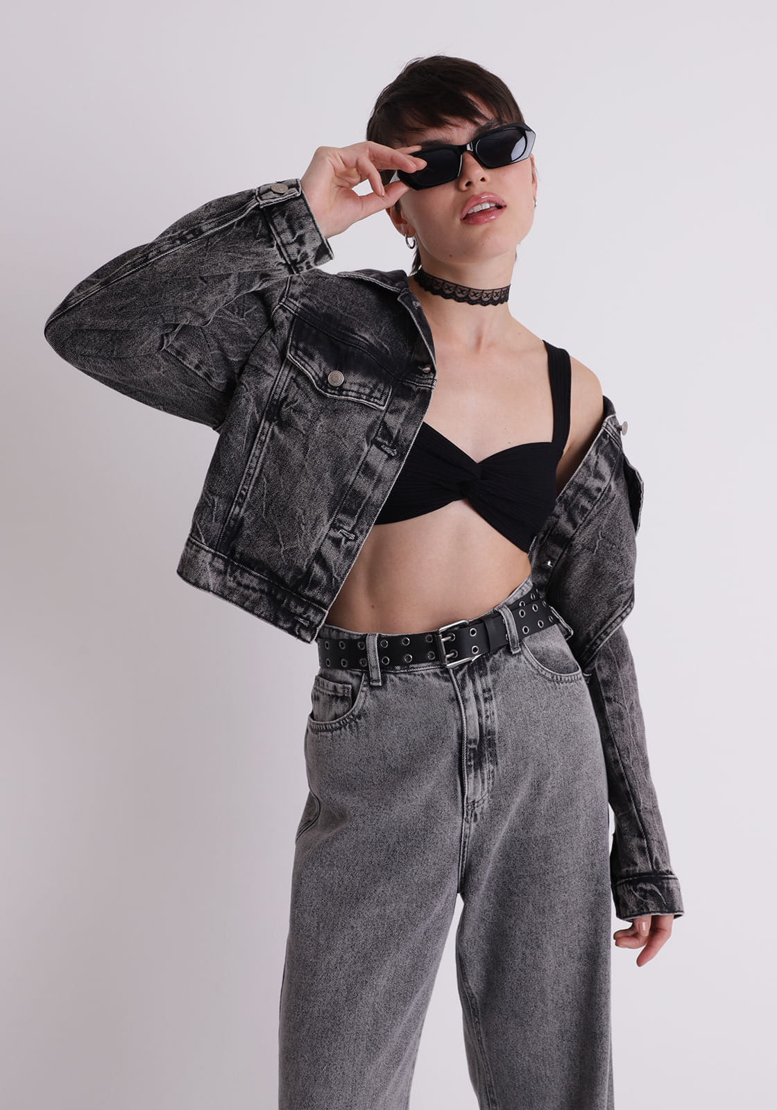 Blusa Malha feminino top transpassado Preto
