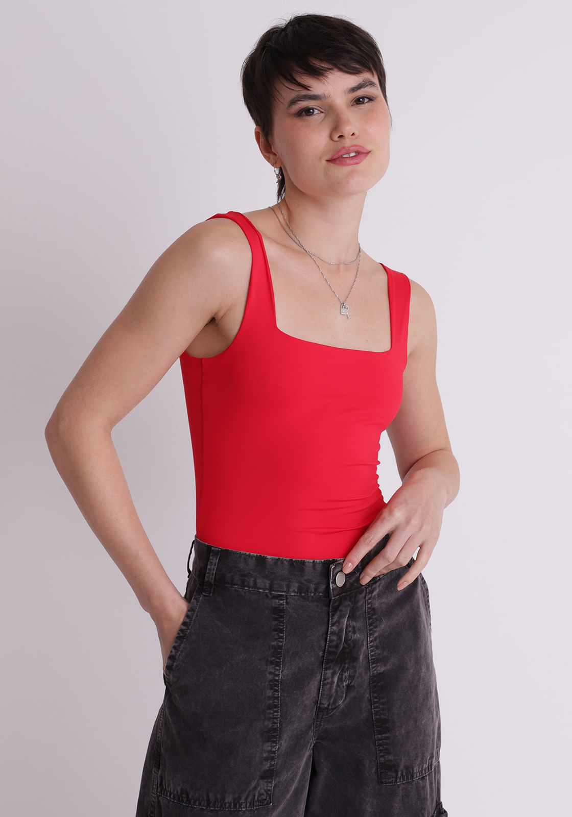 Blusa poliamida feminino body regata vermelho