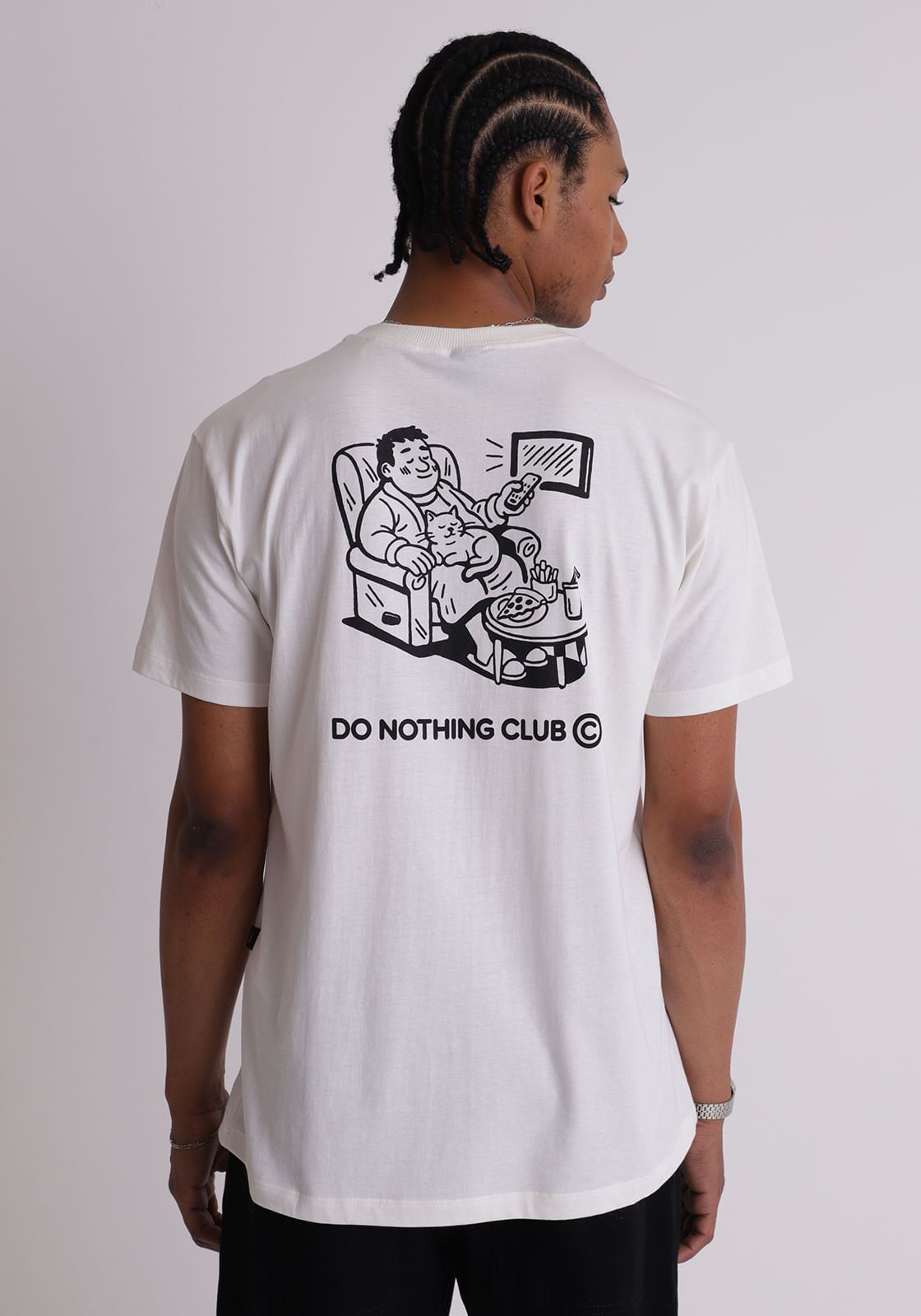 Camiseta algodão masculina nothing club off white