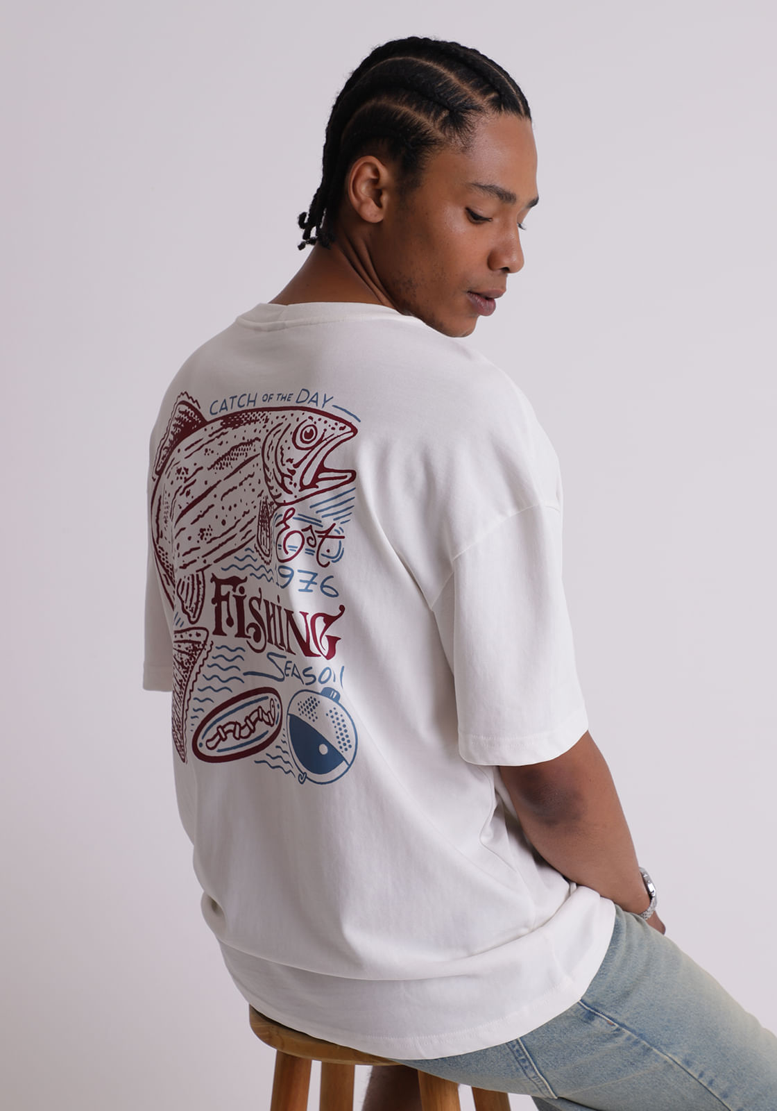 Camiseta malhão masculina box fishing off white