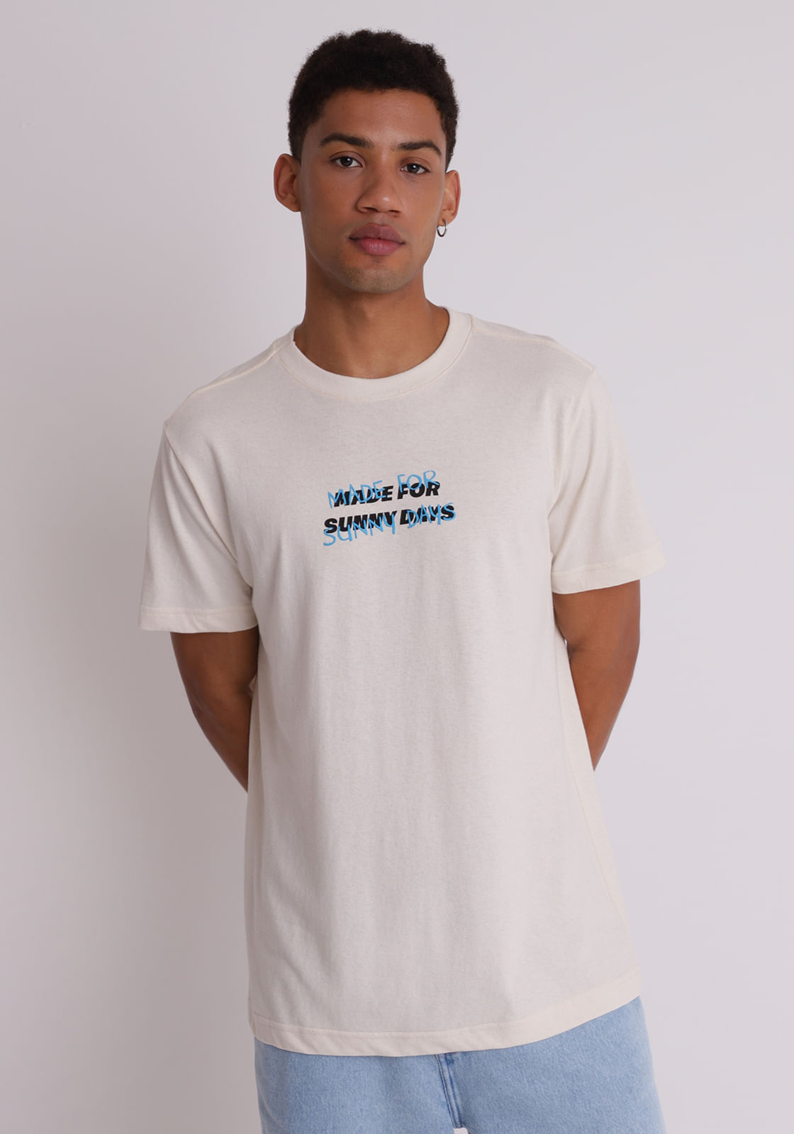 Camiseta em algodão estampa made for sunny days