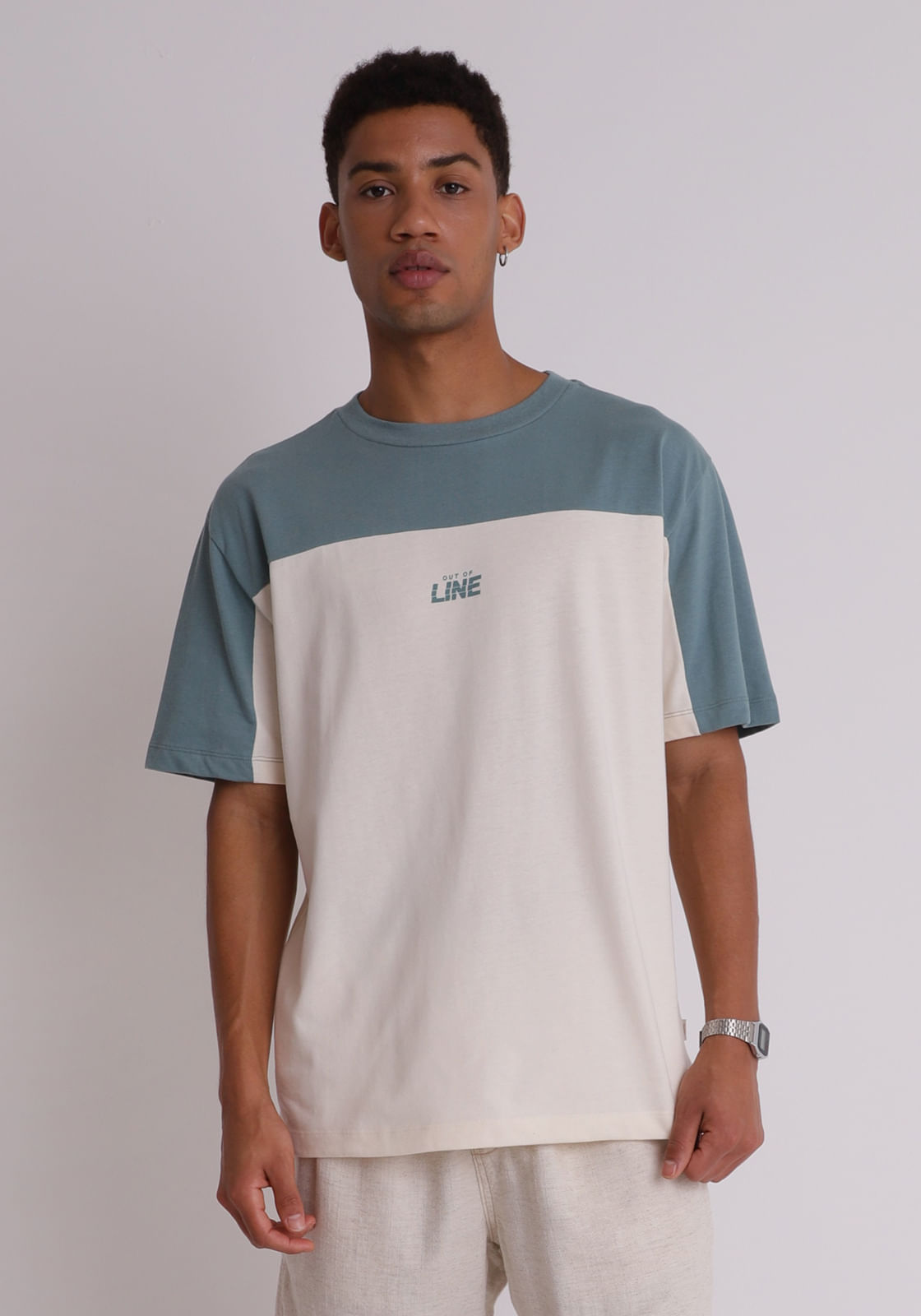 Camiseta algodão masculina oversized branco