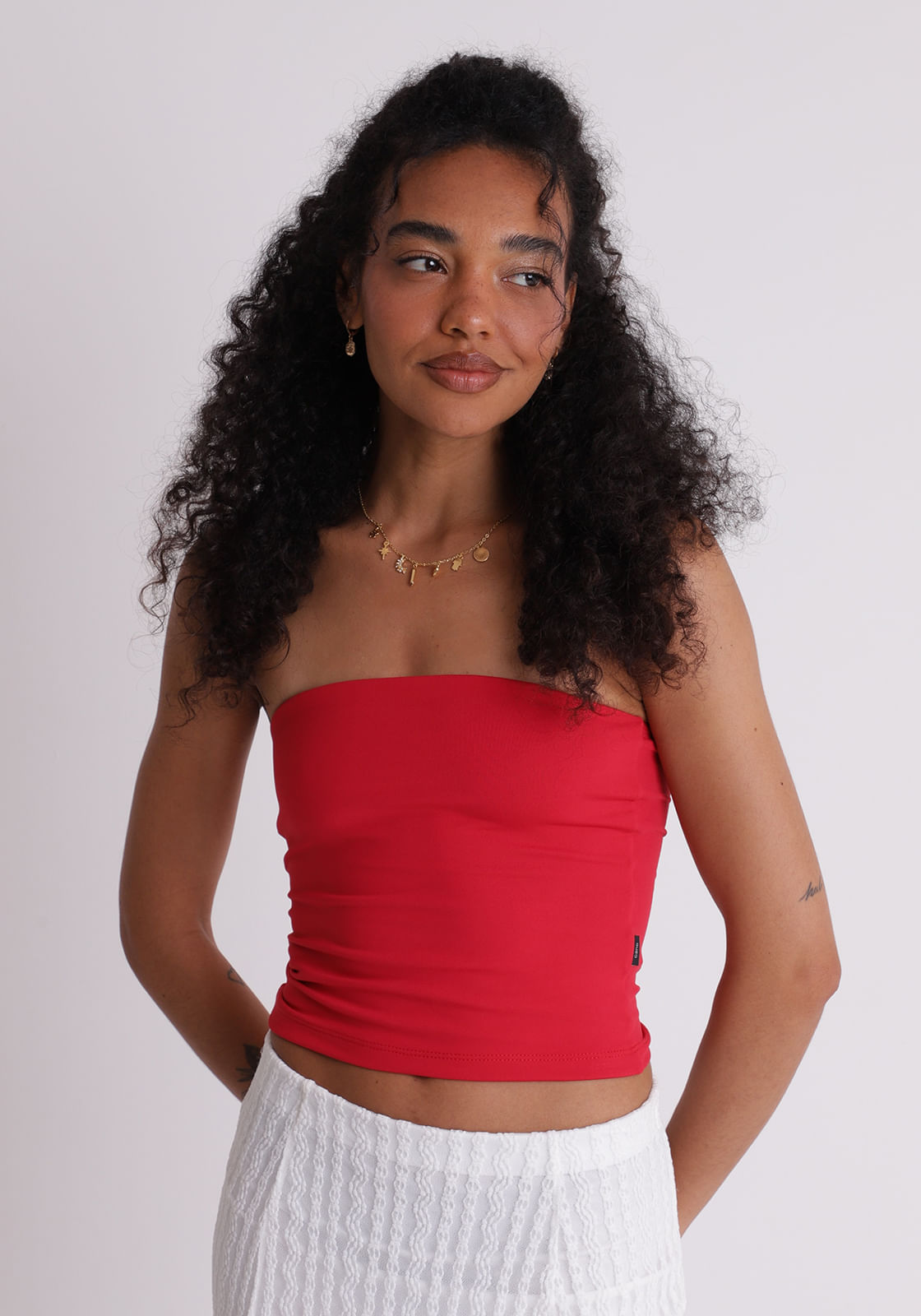 Blusa poliamida com elastano feminino top Vermelho