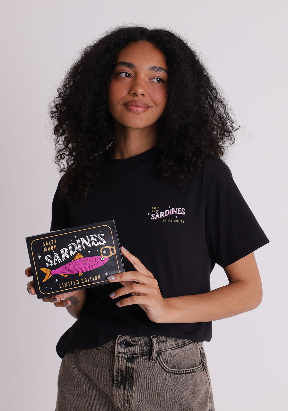 Camiseta algodao feminino manga curta preto