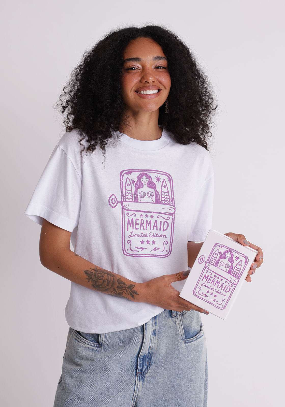 Camiseta algodão feminino regular off white