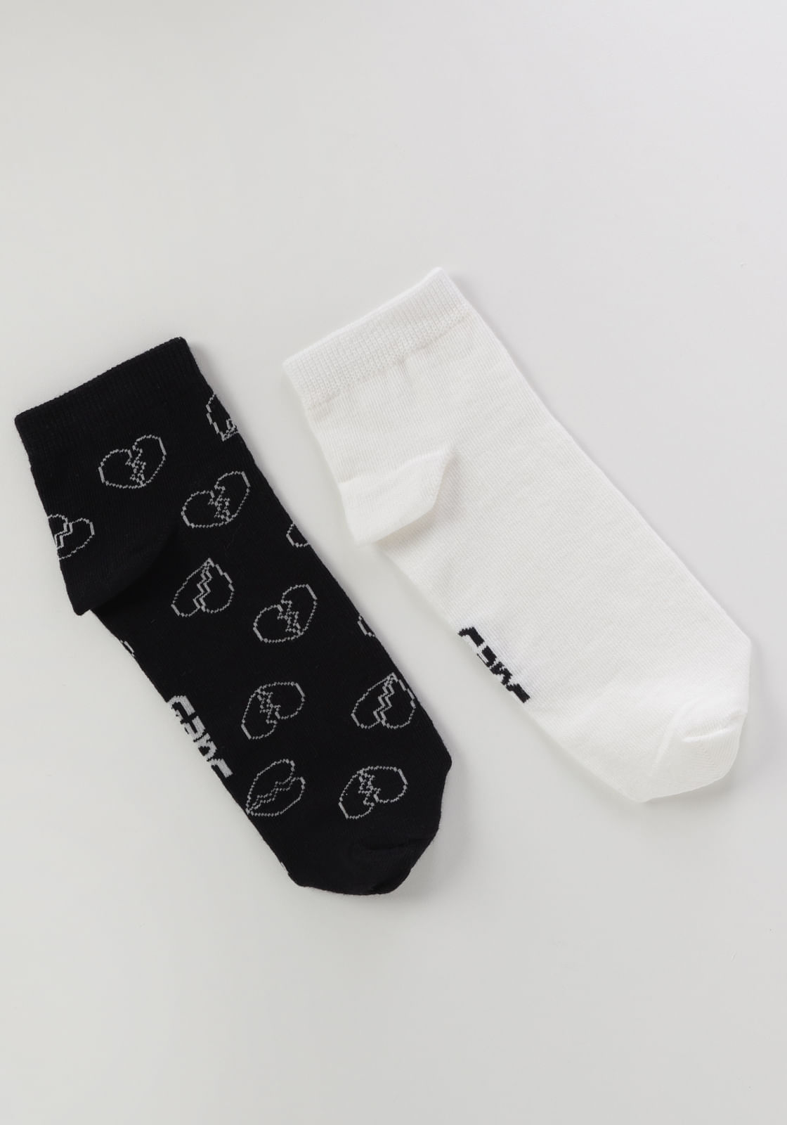 Kit meia estampada algodão unissex soquete preto