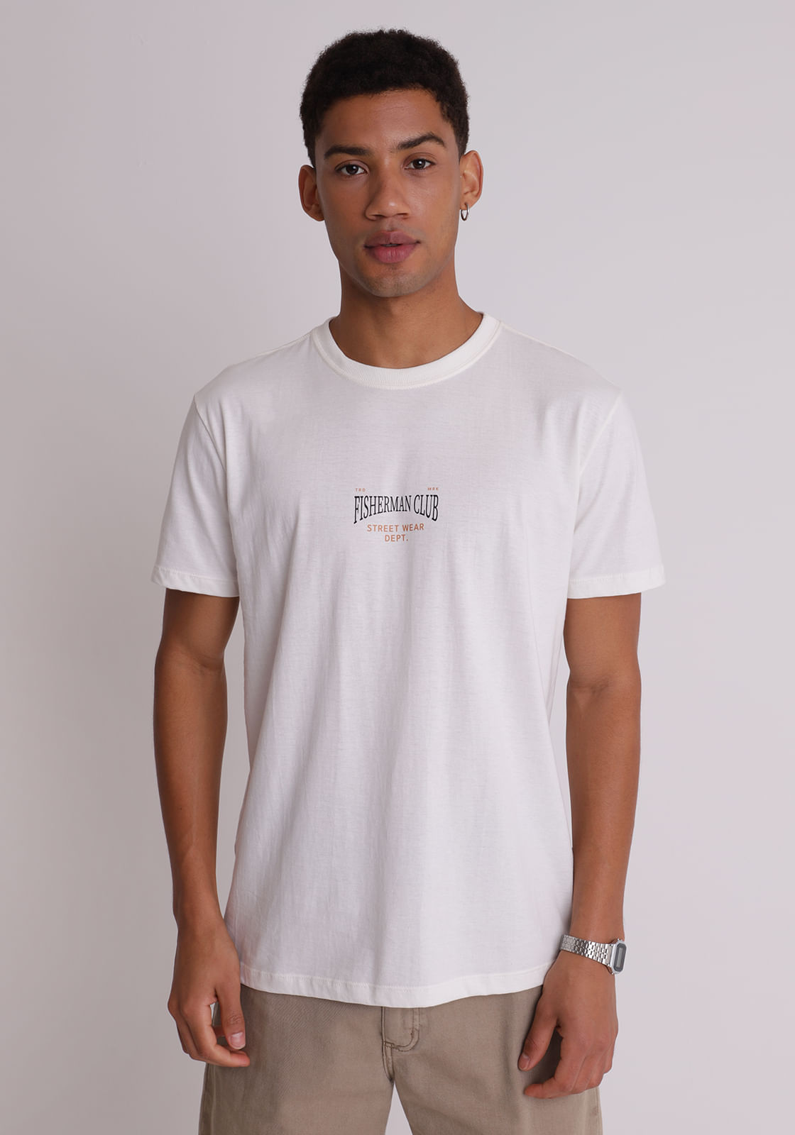 Camiseta algodão masculina básica fisherman club