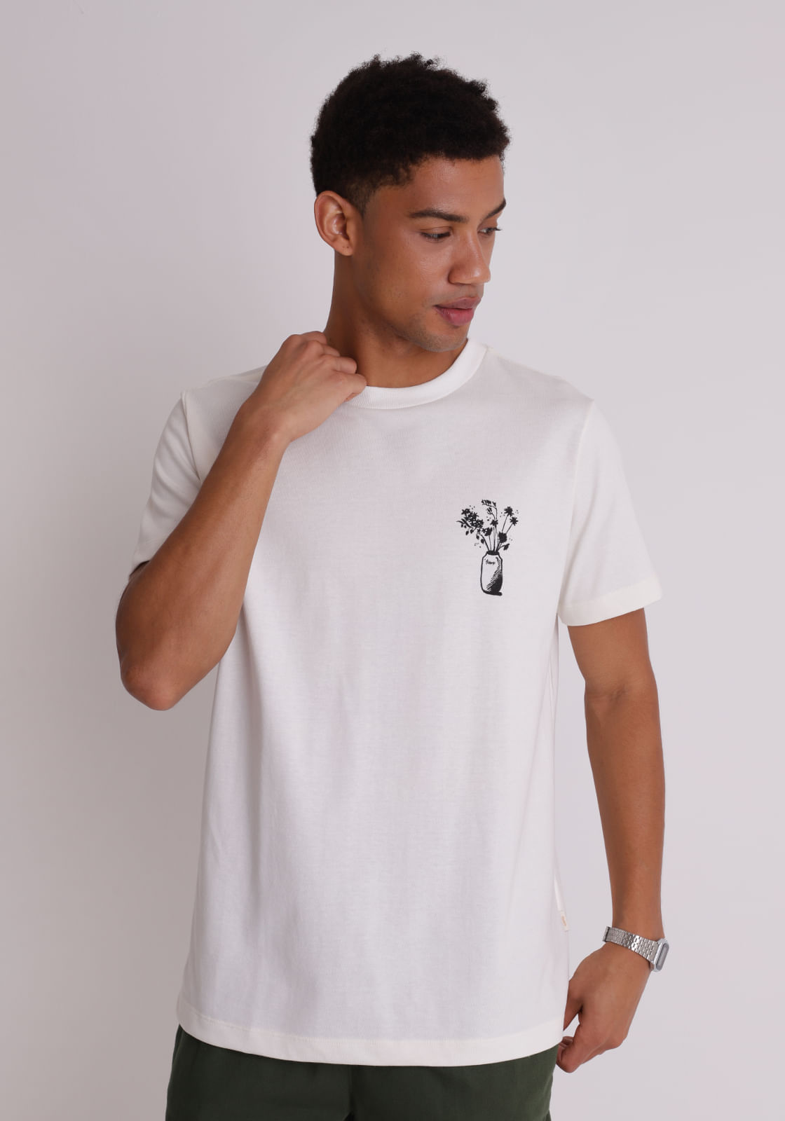 Camiseta algodão masculina comfort 1976 off white