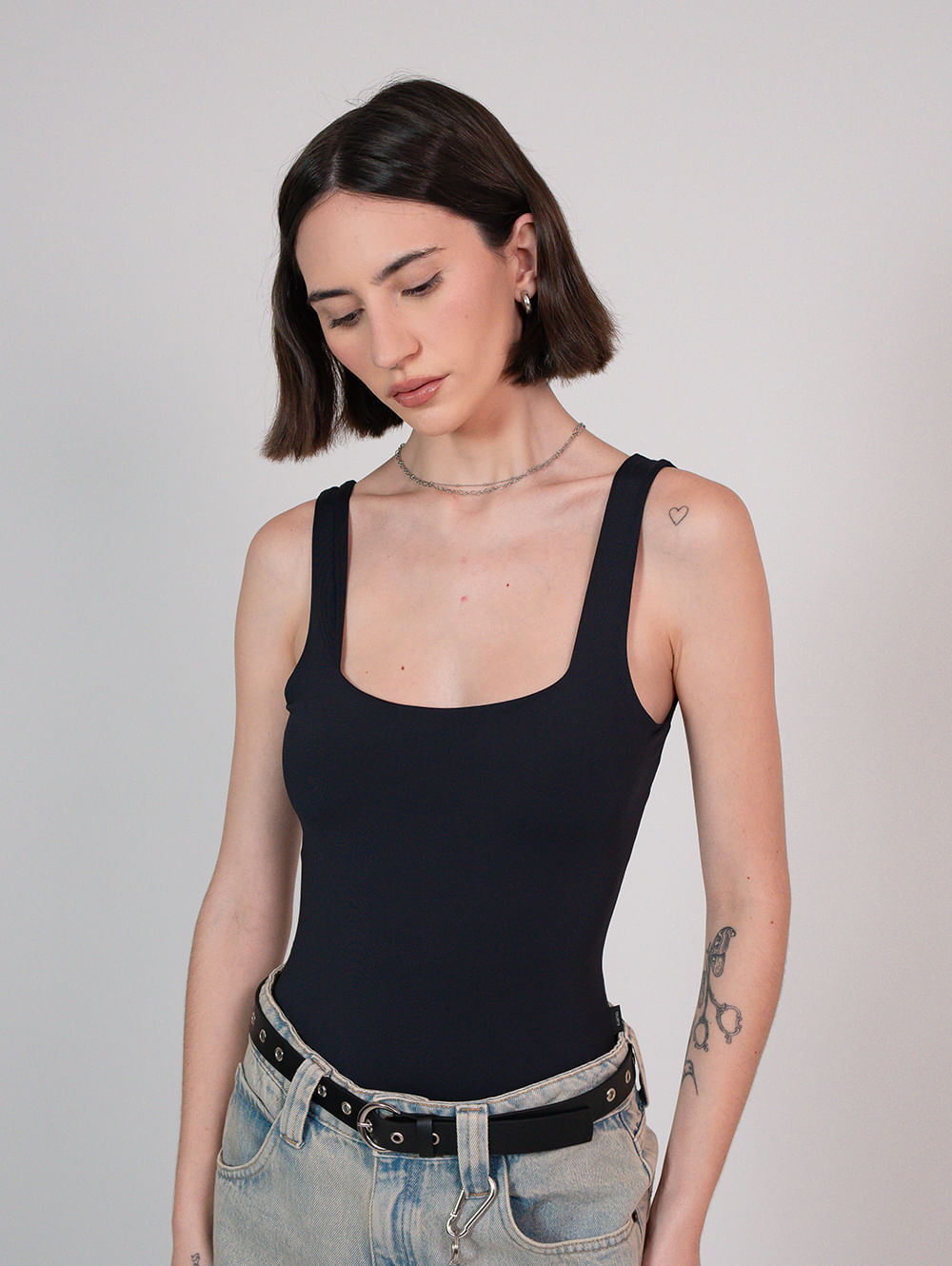 Blusa poliamida feminino body regata básico