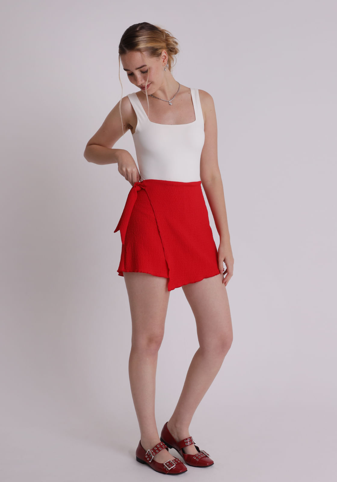 Short saia feminino vermelho