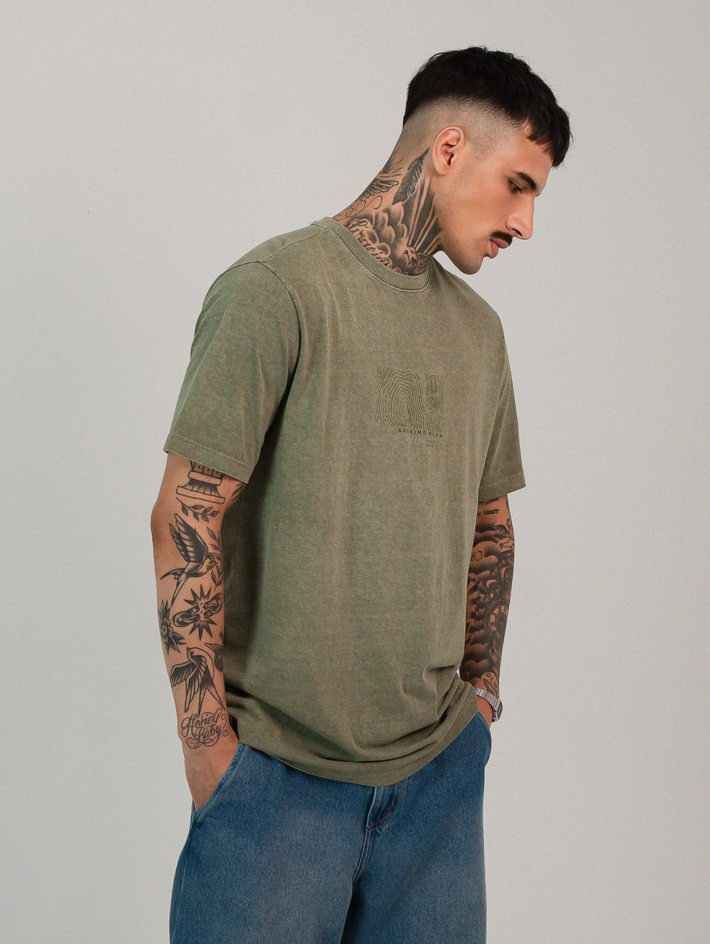 Camiseta malhão masculina comfort grow slow verde