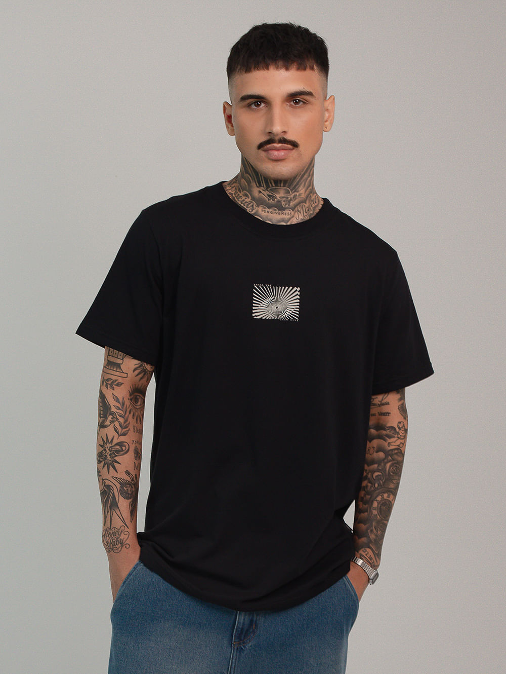 Camiseta algodão masculina comfort calm zon preta