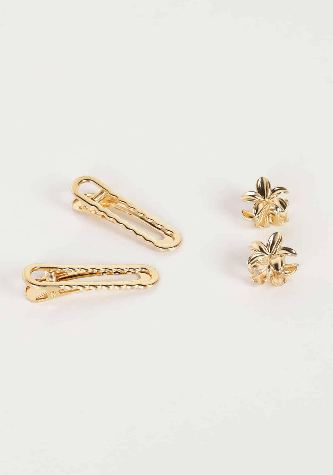 Kit presilhas em metal  Flor e  Clips