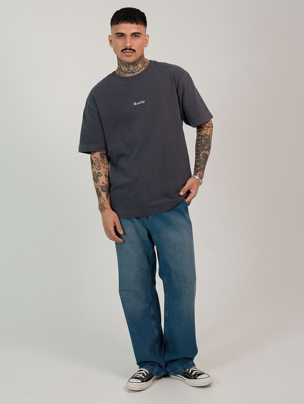Calça jeans masculina baggy bolso faca azul