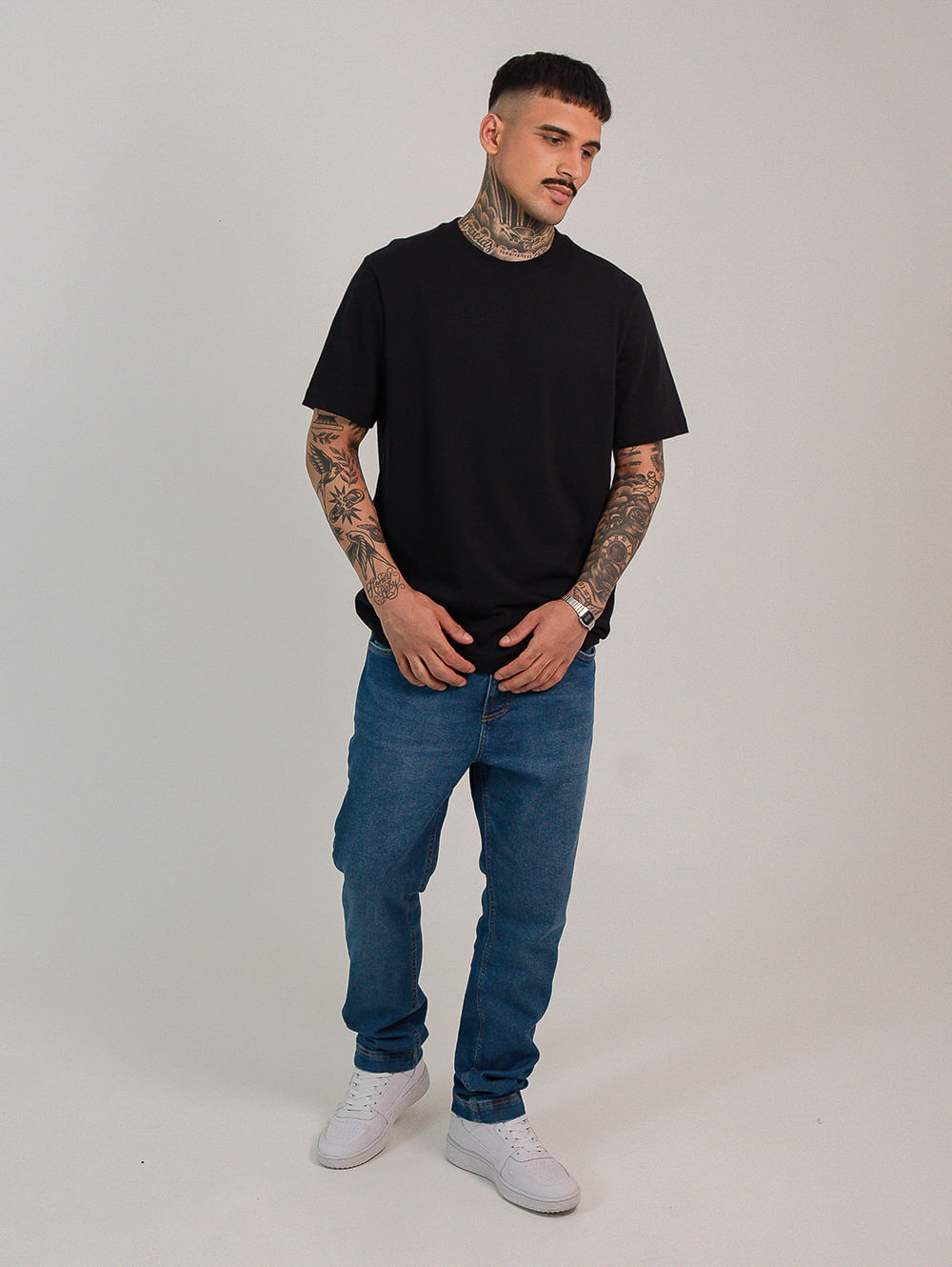 Calça jeans masculina slim com elastano azul