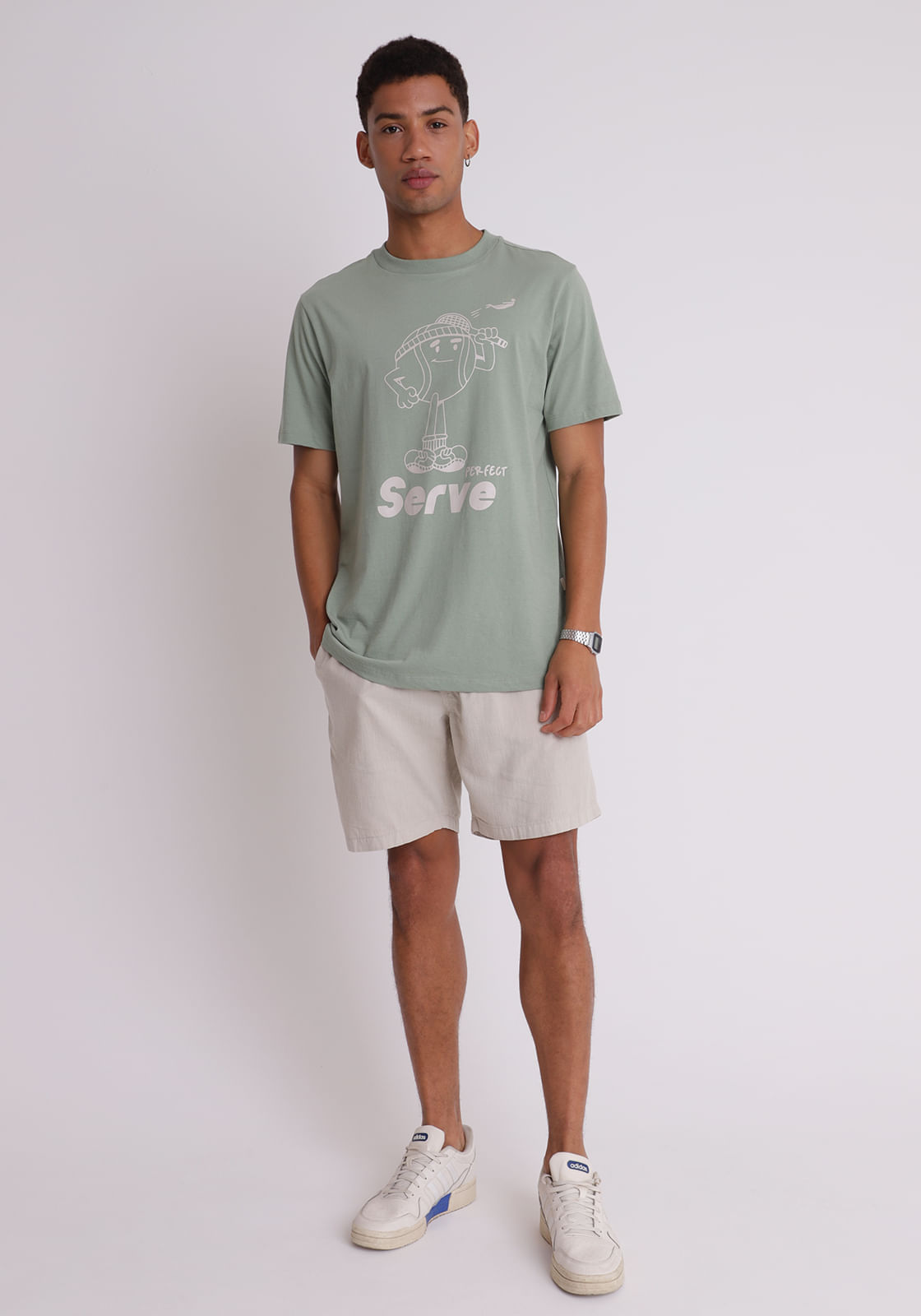 Bermuda sarja masculina leve com elástico natural