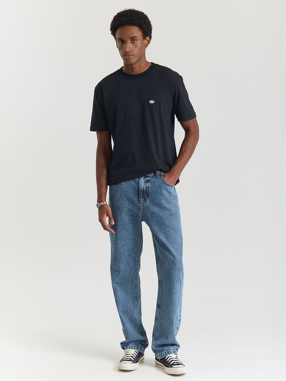 Calça jeans masculina reta vintage azul