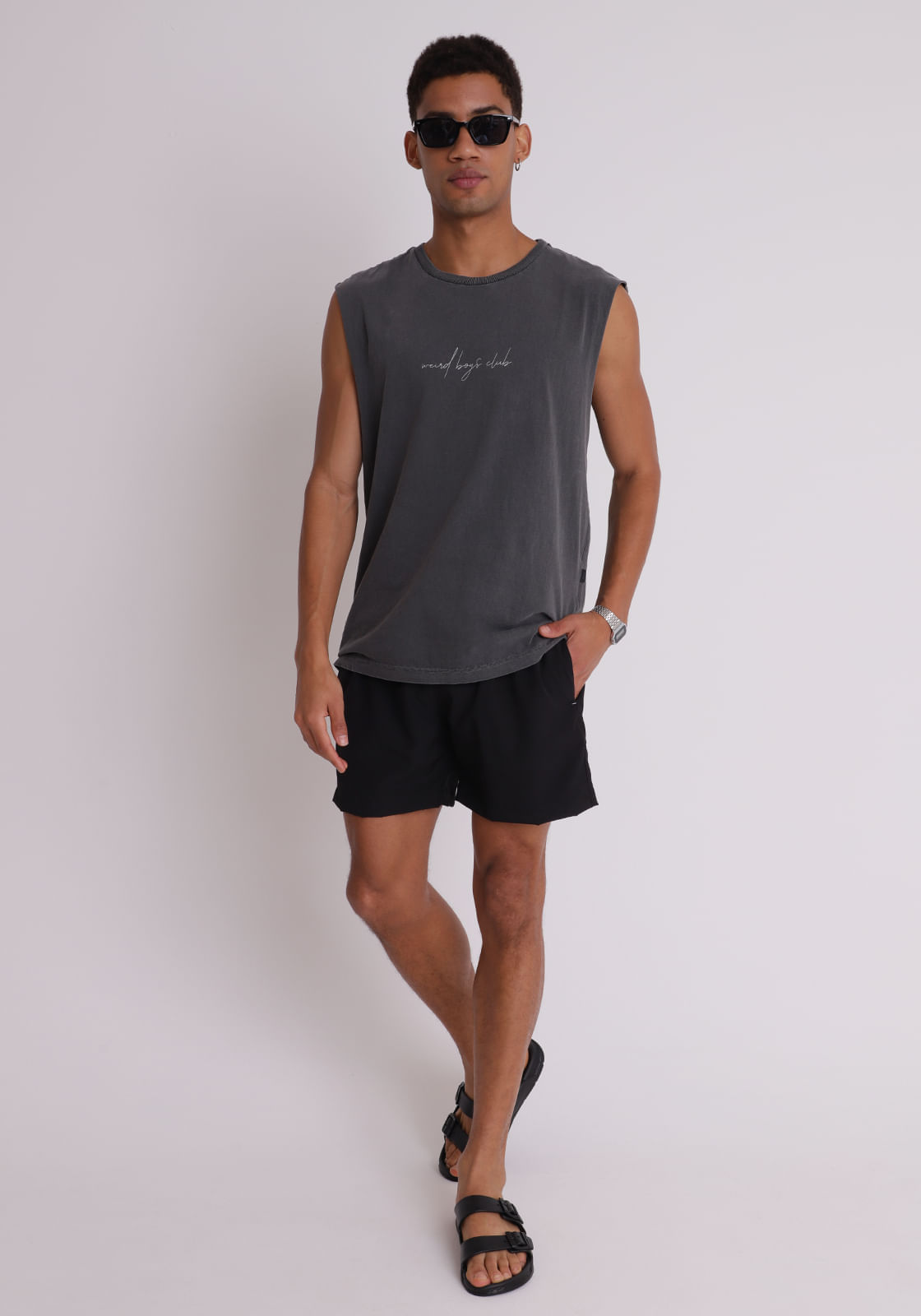 Bermuda microfibra masculina banho elástico preto