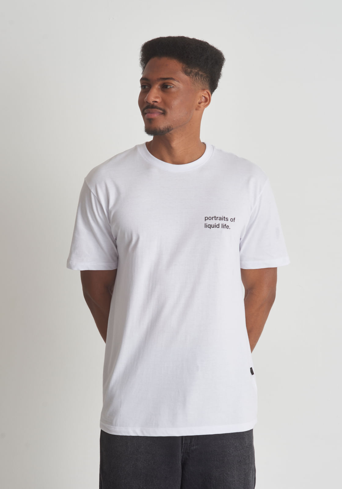 Camiseta algodão masculina estampado branco