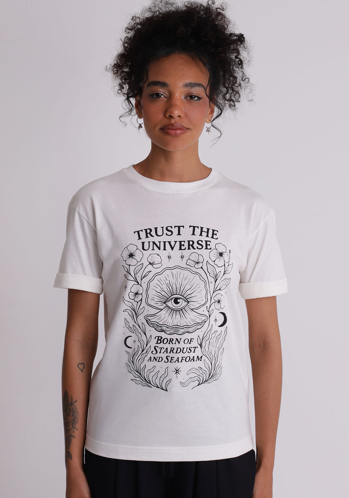 Camiseta algodão feminino t-shirt off white