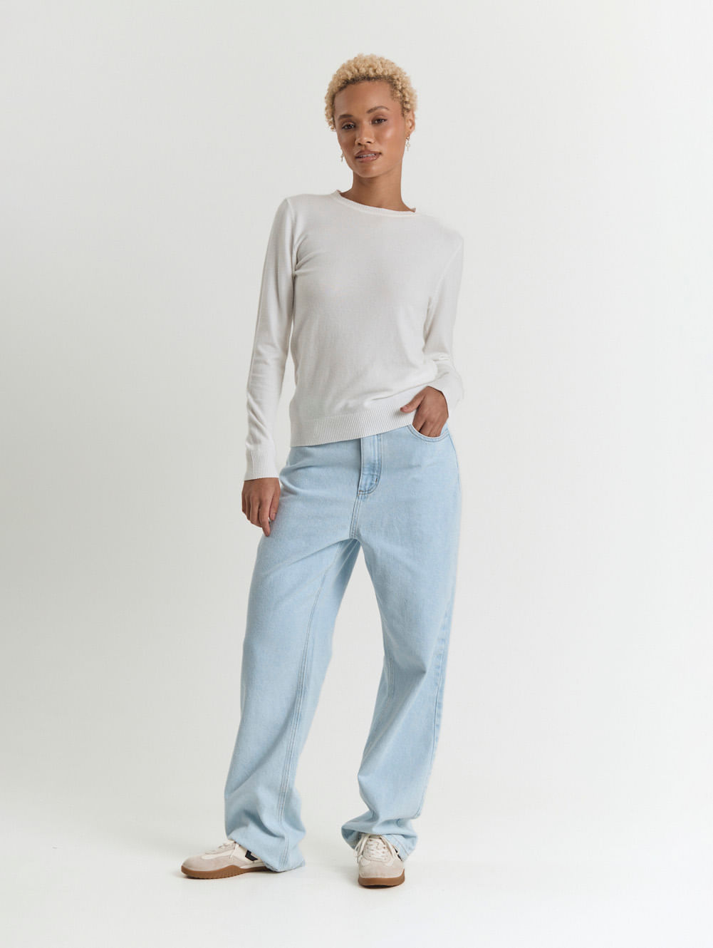 Calça jeans feminino reta five pockets azul