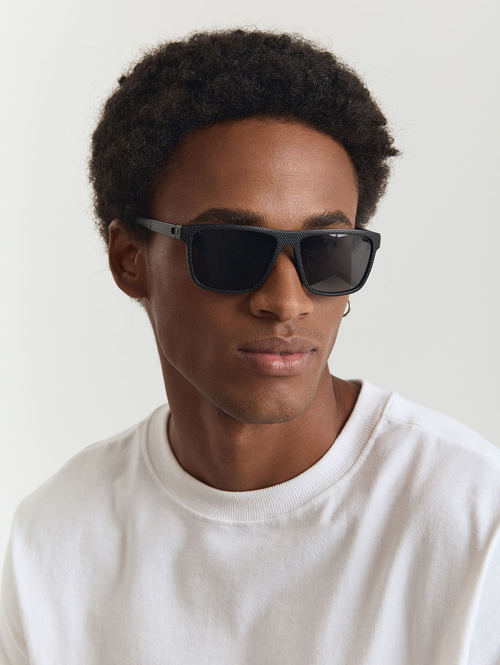 Óculos de sol quadrado masculino preto