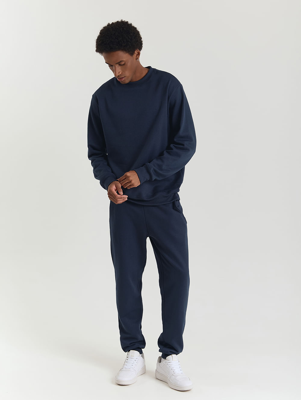 Calça moletom masculina básica jogger marinho