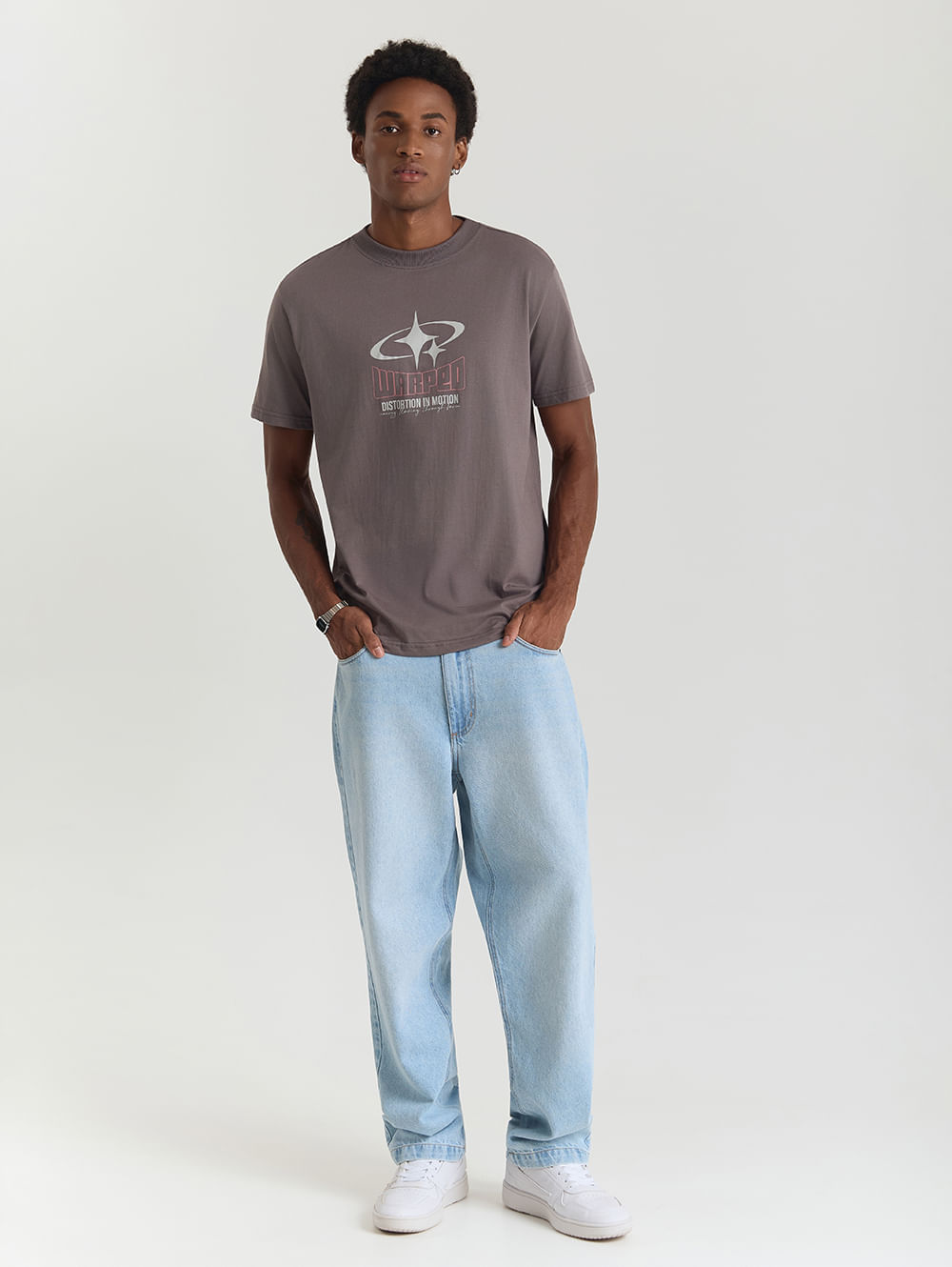 calça jeans masculina loose azul
