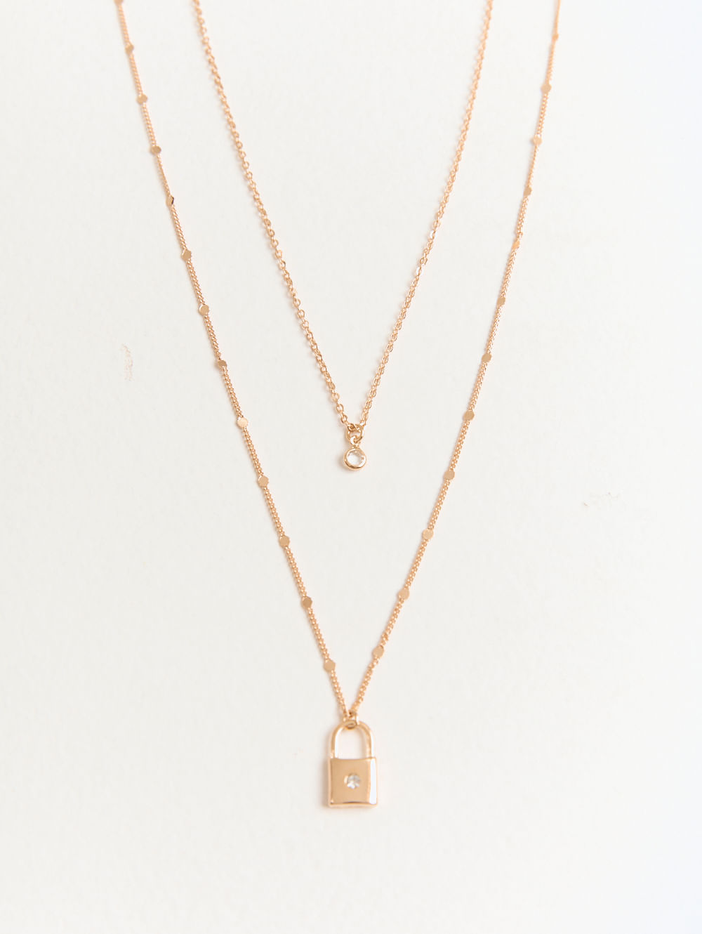 Mix de correntes cadeado feminino dourado