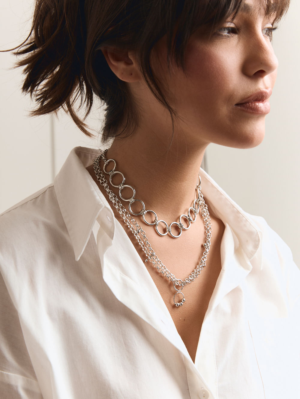 Kit 02 colares argola e piercing