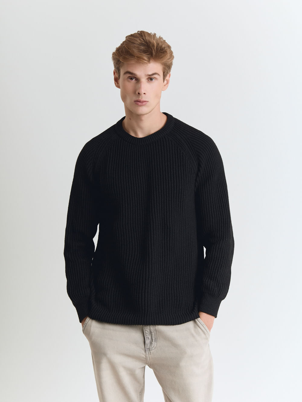 Blusão tricot raglan